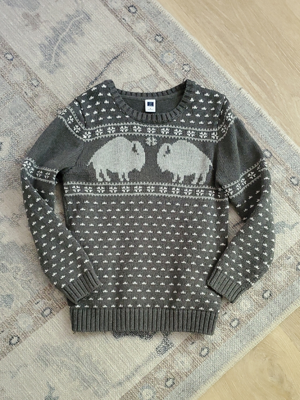 Janie and Jack Boys Toddler Buffalo Sweater Charcoal Gray Sz6